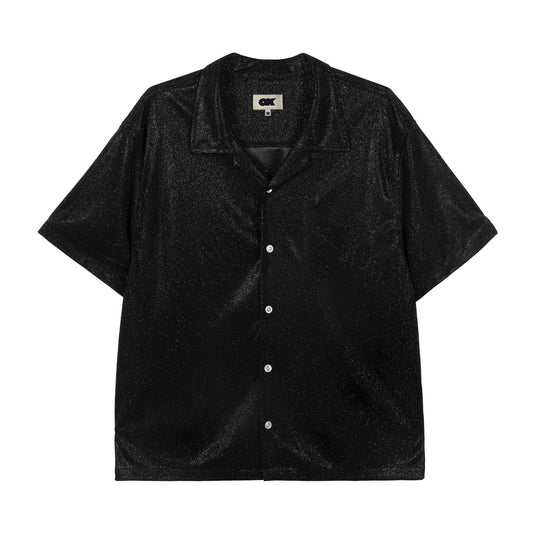 GLITTER BUTTON UP - BLACK