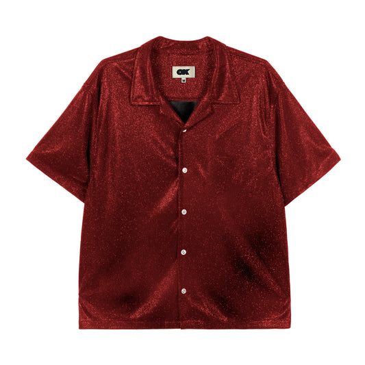 GLITTER BUTTON UP - RED